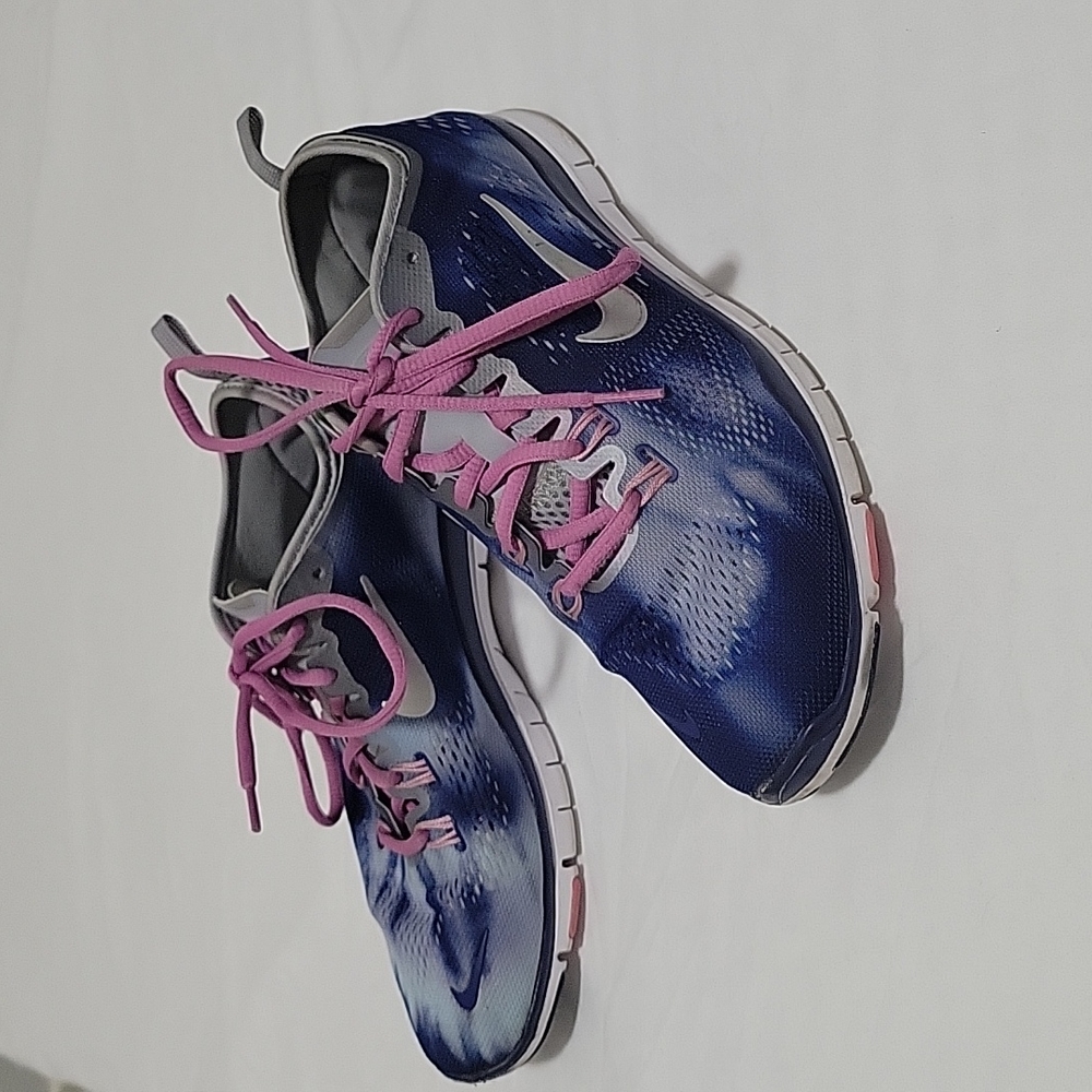 Nike Free TR Fit 4 Athletic Shoes Women's Size 8.5 Blue and Grey Tie-Dye…